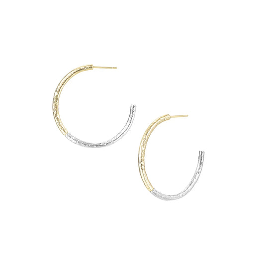 Natalie Wood Designs Horizon Hoop Earrings in Gold/Silver