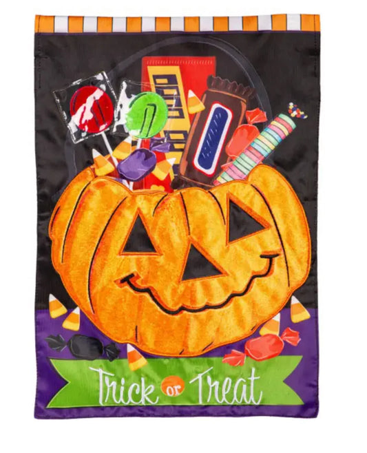 Trick or Treat Halloween Pumpkin Bucket’ Decorative Flag