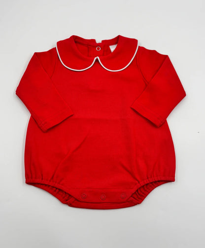 Piped Collar Bubble Long Sleeve - Red