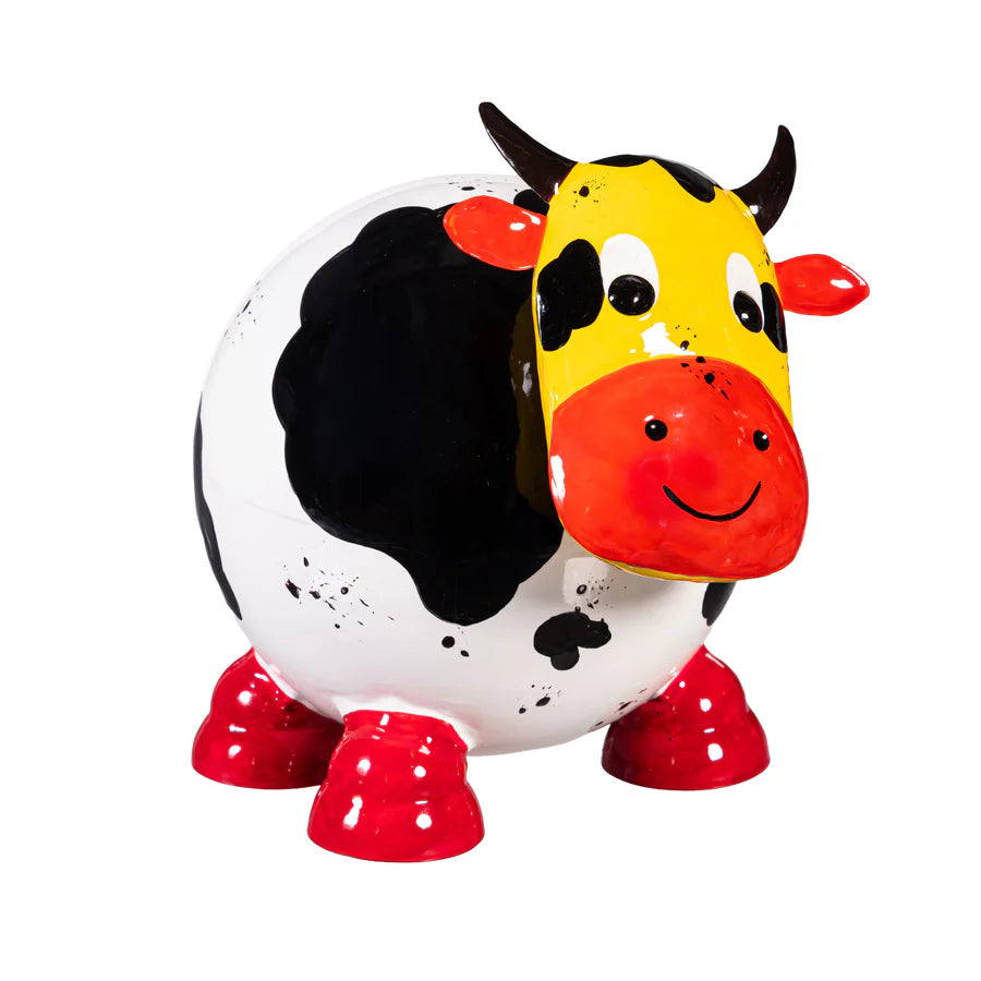 Evergreen Metal Portly Cow Statue