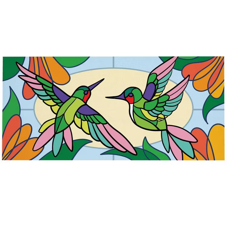 Evergreen Stained Glass Hummingbirds Sassafras Switch Mat - gg's art frames gifts