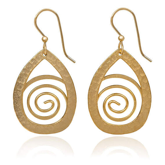 Silver Forest Gold Swirls Drop Earrings