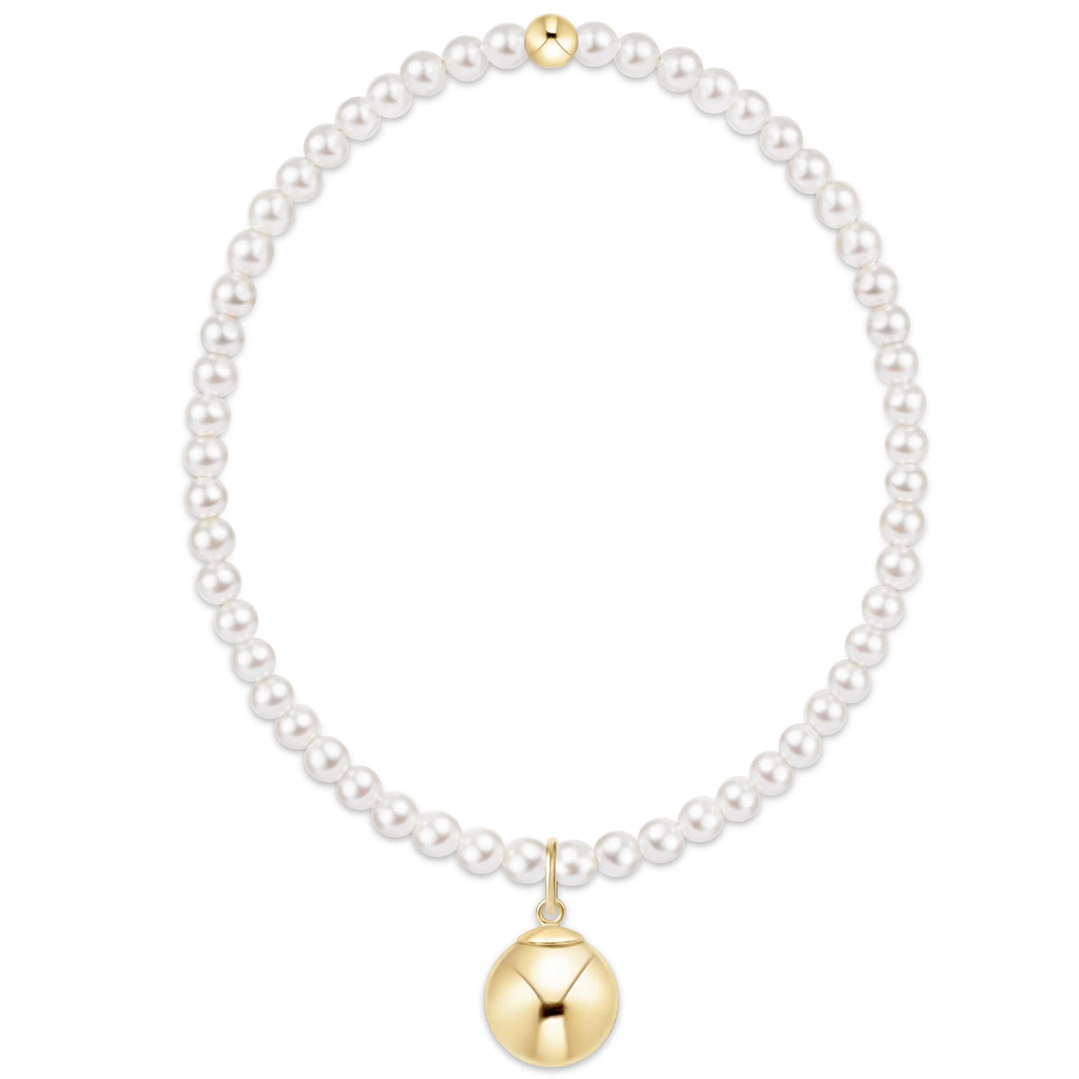 Enewton - Classic Pearl 3mm Bracelet -  Classic Gold 10mm Charm