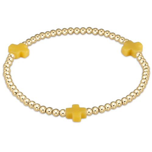 Enewton Signature Cross Gold Pattern 3mm Bead Bracelet - Canary