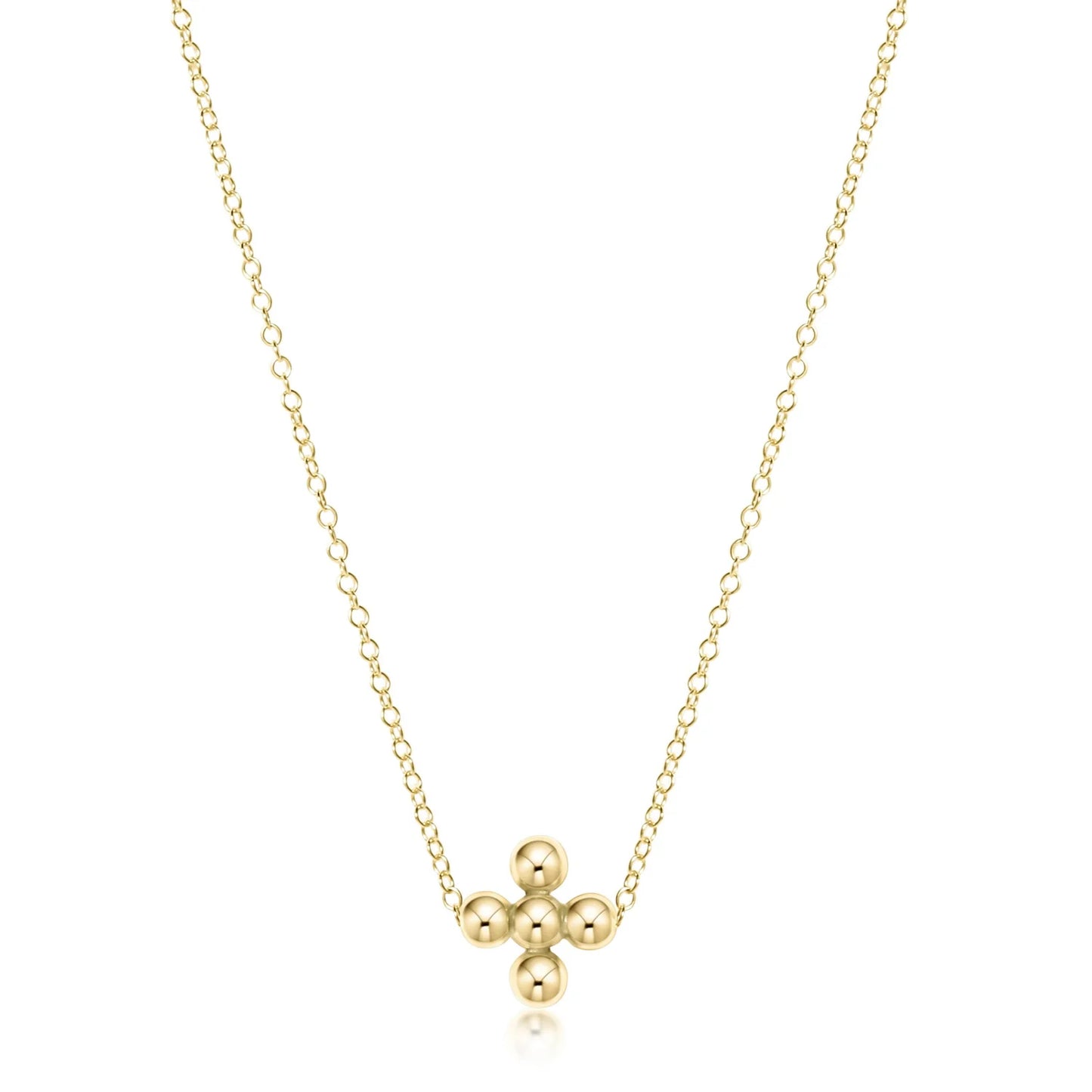 Enewton 16" Necklace Gold - Classic Beaded Signature Cross Gold - 3mm Bead