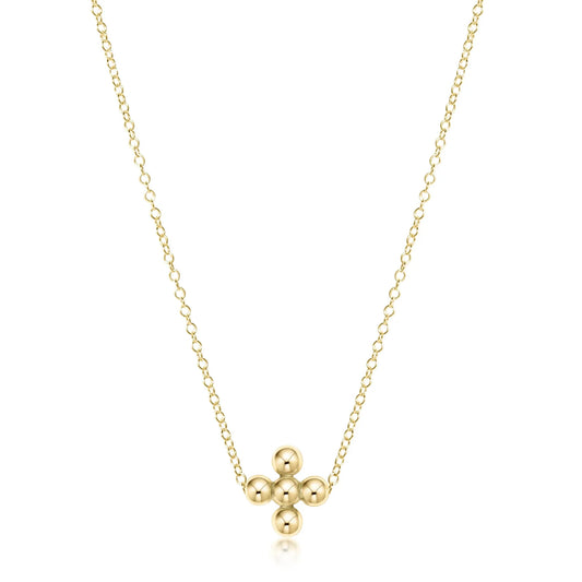 Enewton 16" Necklace Gold - Classic Beaded Signature Cross Gold - 3mm Bead