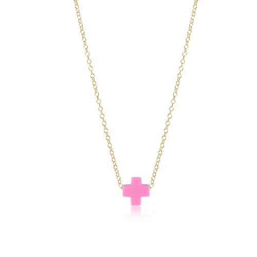 Enewton 16" Necklace Gold - Signature Cross Bright Pink