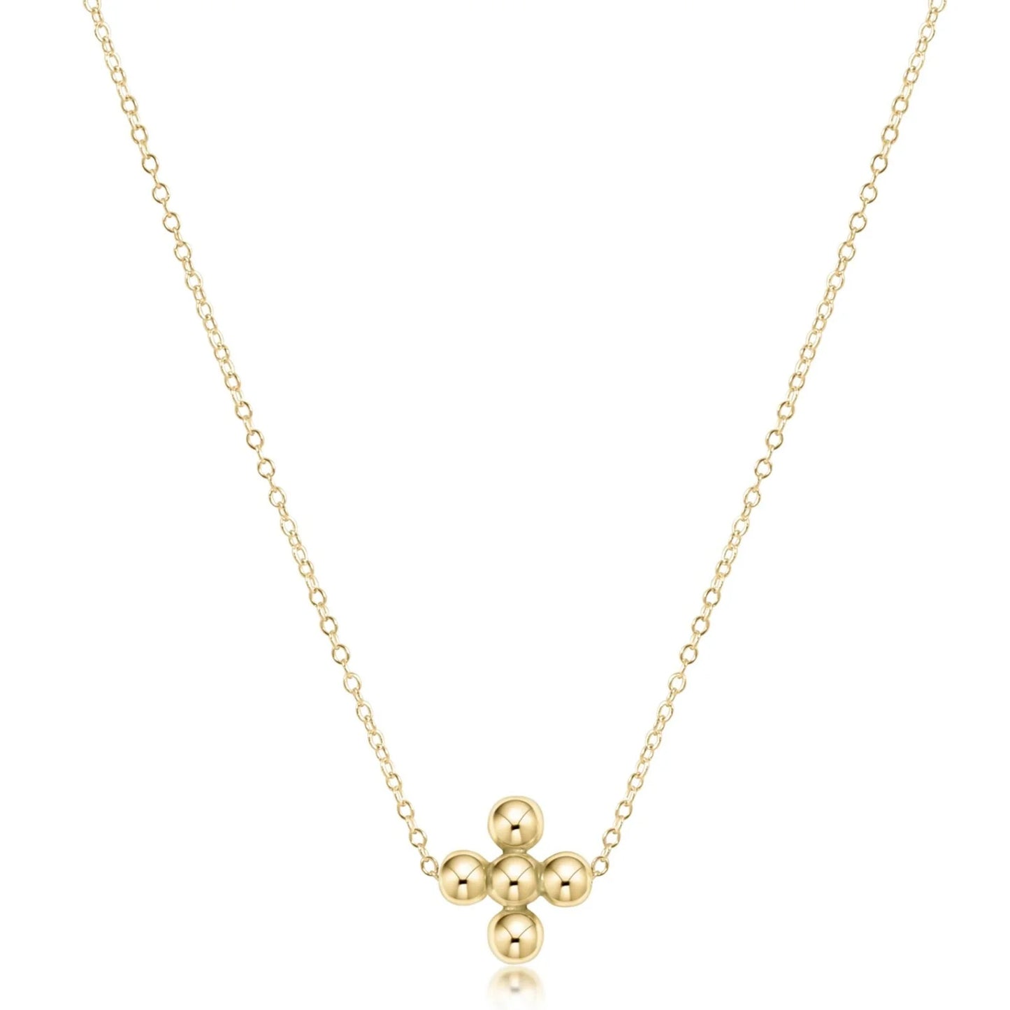 Enewton 16" Necklace Gold - Classic Beaded Signature Cross Gold - 4mm Bead Gold