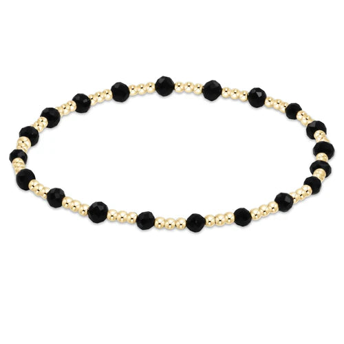 Enewton Extends - Gemstone Gold Sincerity Pattern 3mm Bead Bracelet - Faceted Onyx