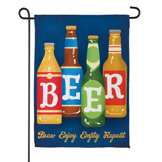 Evergreen B.E.E.R Suede Garden Flag
