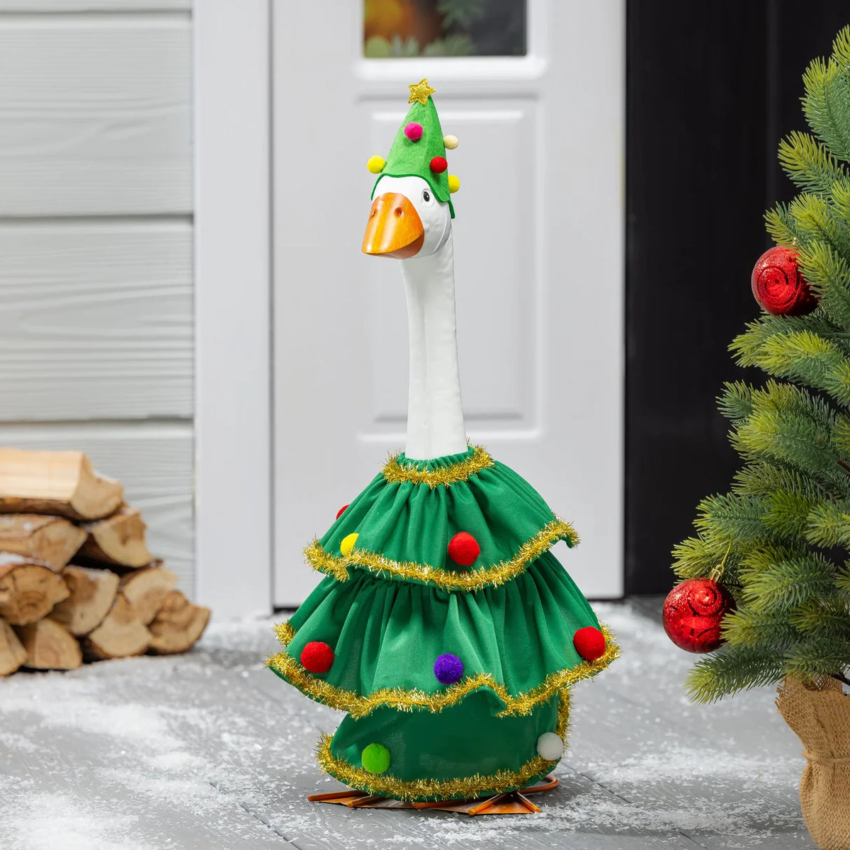 Evergreen Porch Goose Christmas Tree
