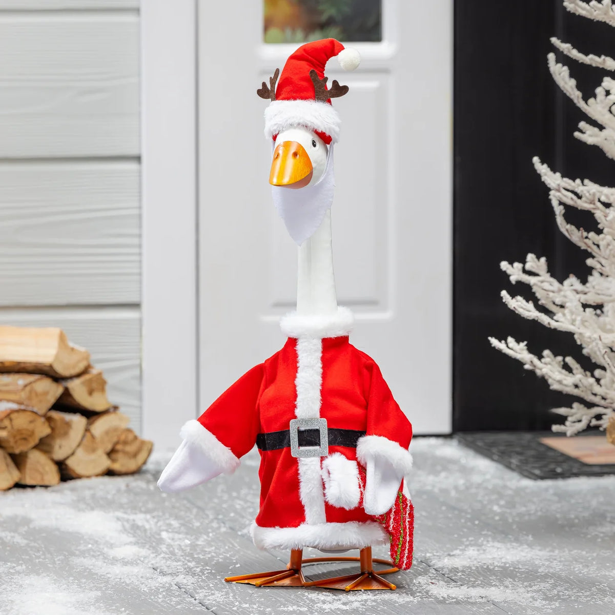 Evergreen Porch Goose Mr. Claus