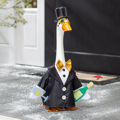 Evergreen Porch Goose Happy New Year Outfit