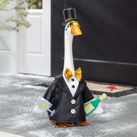 Evergreen Porch Goose Happy New Year Outfit