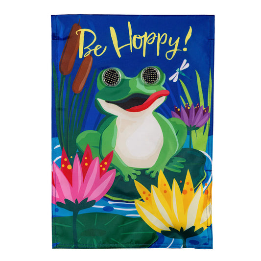 Evergreen Winky Blinky Be Hoppy Applique Lighted Garden Flag