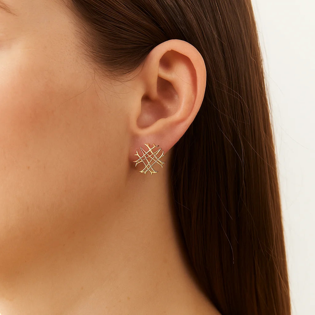 Natalie Wood Designs Logo Stud Earrings Gold