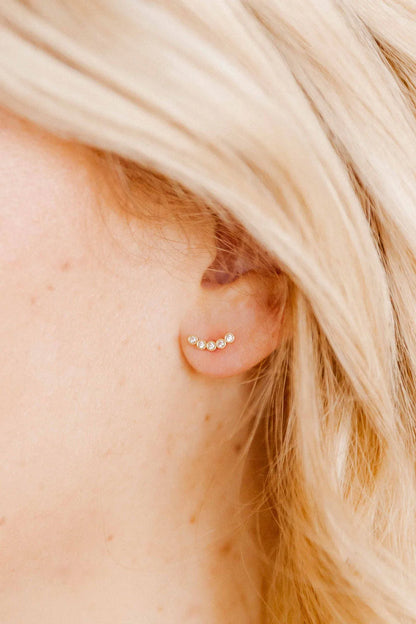 Linny Co Abigail Sparkle Gold Screw Back Stud Earrings