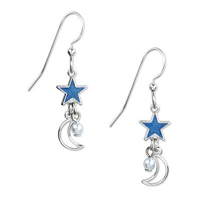 Silver Forest Stars and Moon Dangle