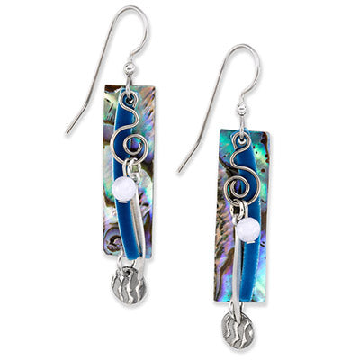 Silver Forest Abalone Shell Dangle Drop Earrings