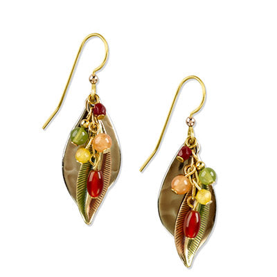 Silver Forest Golden Leaf Dangle Earrings