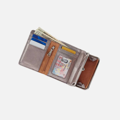 HOBO Robin Compact Wallet Pewter Spur Metallic Leather