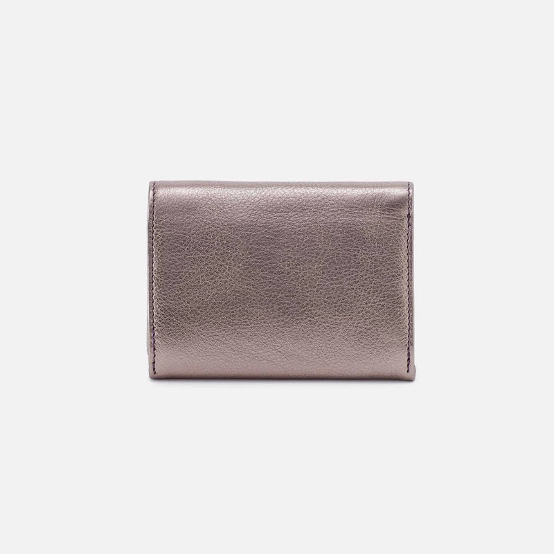 HOBO Robin Compact Wallet Pewter Spur Metallic Leather