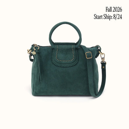 HOBO Sheila Medium Satchel Pine Needle Suede Leather