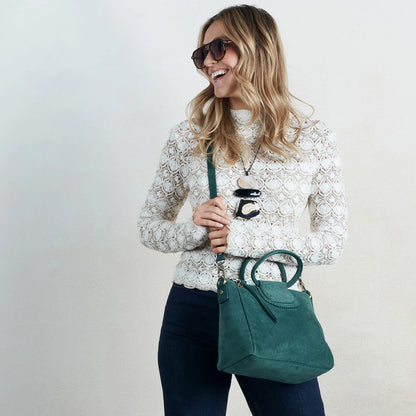 HOBO Sheila Medium Satchel Pine Needle Suede Leather
