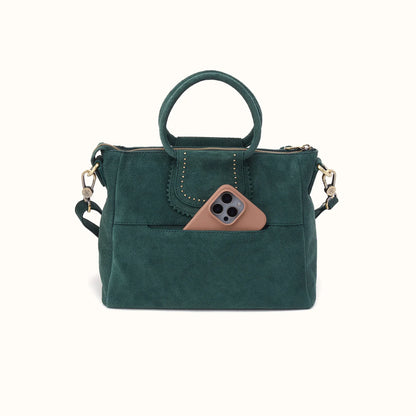 HOBO Sheila Medium Satchel Pine Needle Suede Leather