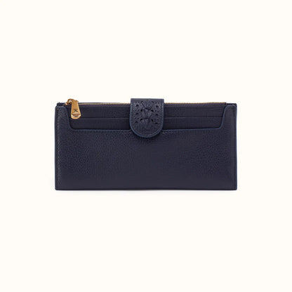 HOBO Dunn Continental Wallet Ink Navy Pebbled Leather