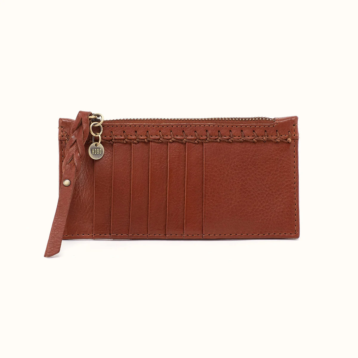 HOBO Carte Card Case Washed Leather Kindling Brown