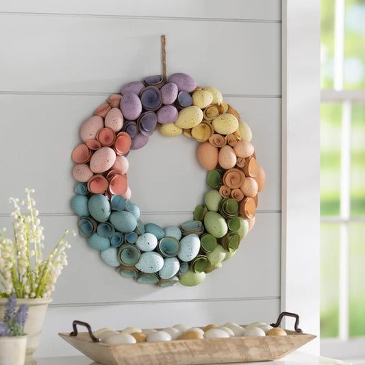 Easter Egg Rainbow Woodcurl Wreath