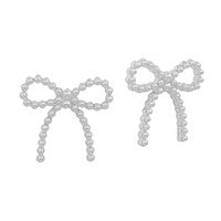 Meghan Browne Priss Silver Pearl Bow Earrings