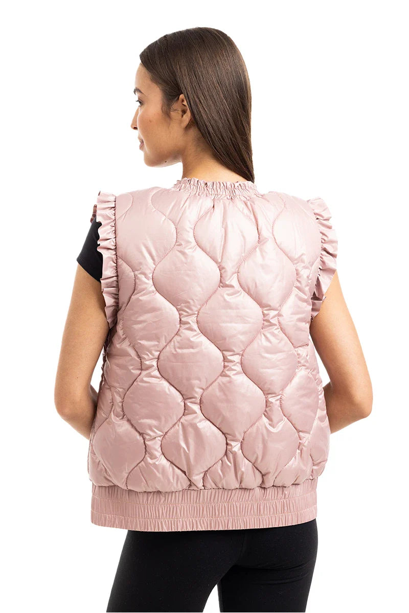 Katydid Light Pink Metallic Quilted Vest