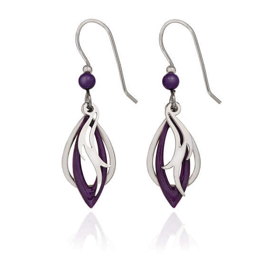 Silver Forest Open Shapes and Flame Drop Earrings