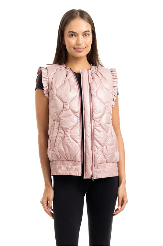 Katydid Light Pink Metallic Quilted Vest