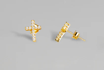 Meghan Browne 18K Saint Gold Cross Earrings