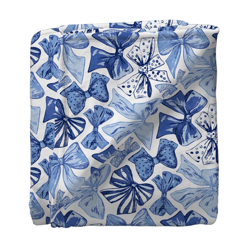 Southern Couture 50x80 Super Soft Blanket Preppy Blue Bows