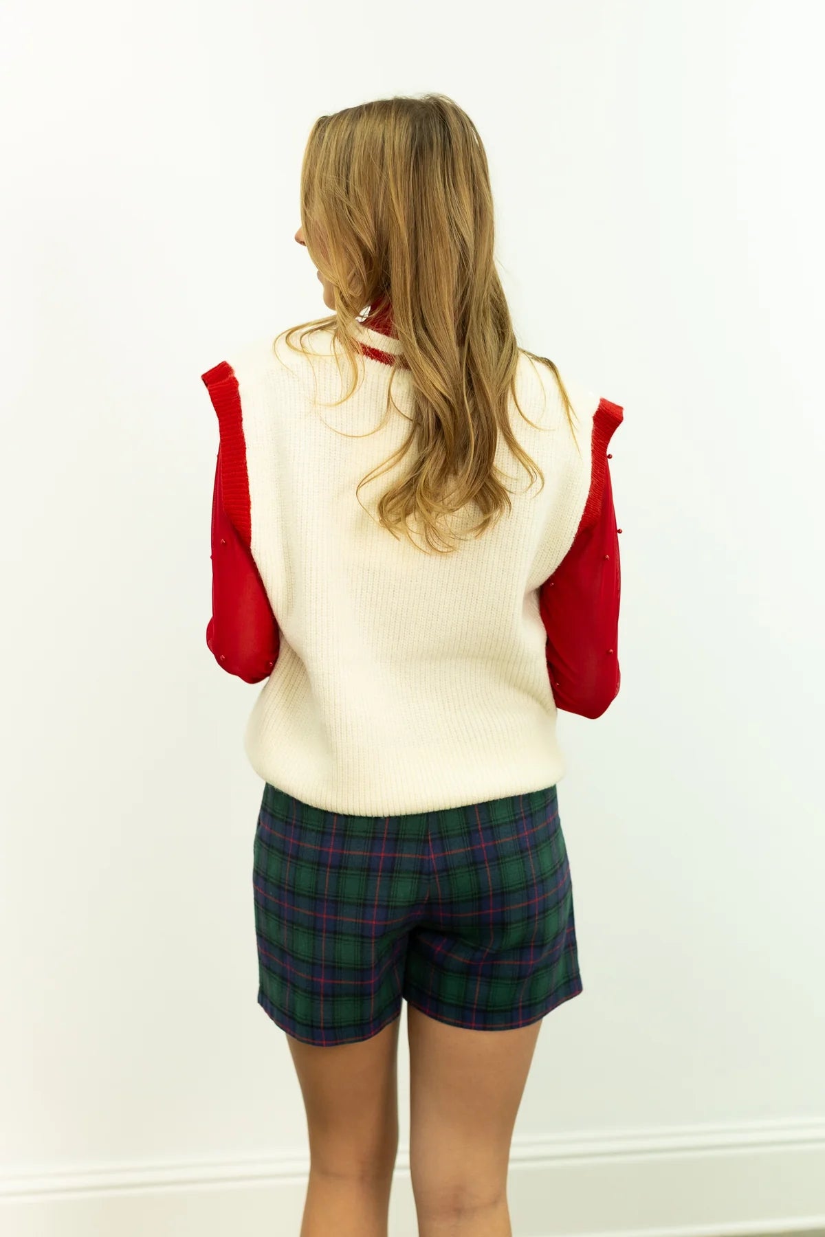 Grace + Emma Flanner Pleat-Front Shorts