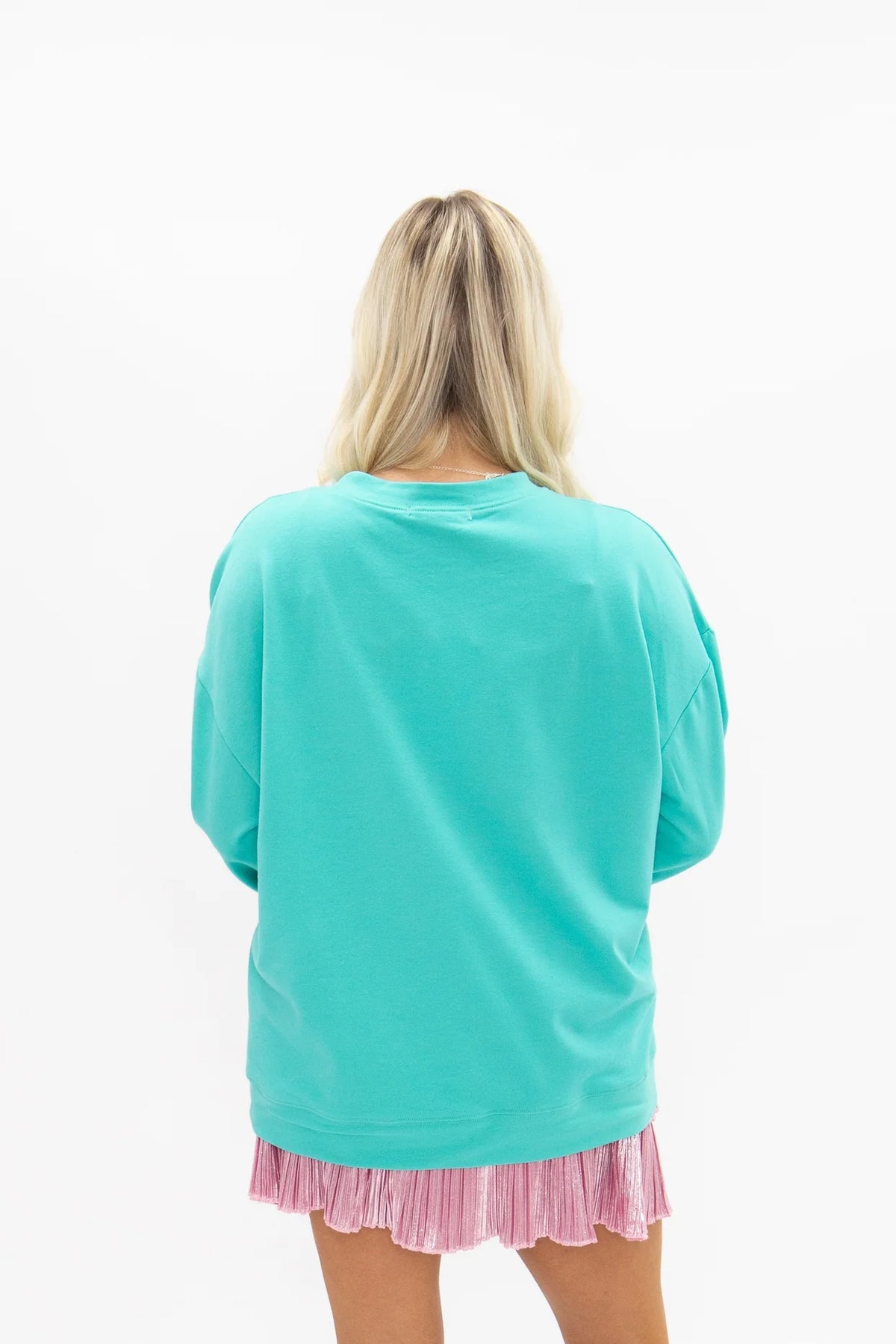Grace + Emma Colorful Christmas Tree with Jewel Detail on Turquoise Long Sleeve Top