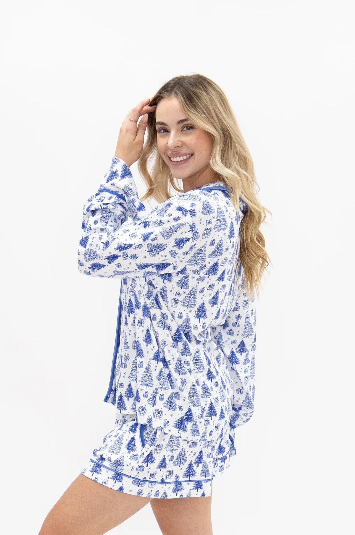 Grace + Emma Blue Trees Pajama Set