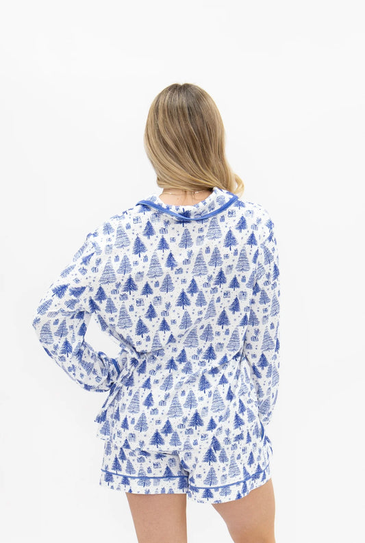 Grace + Emma Blue Trees Pajama Set