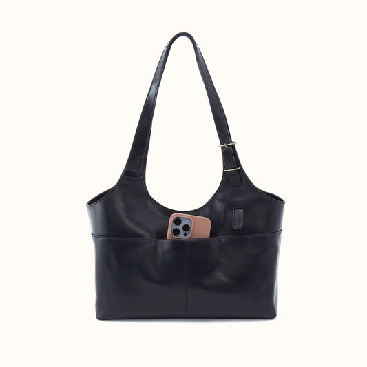 HOBO Atlas Tote Black Polished Leather