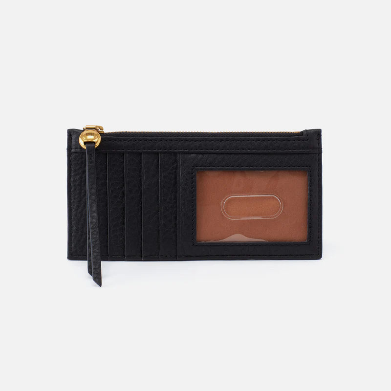 HOBO Carte Card Case Black Pebbled Leather