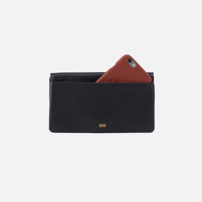 HOBO Lumen Continental Wallet Black Pebbled Leather