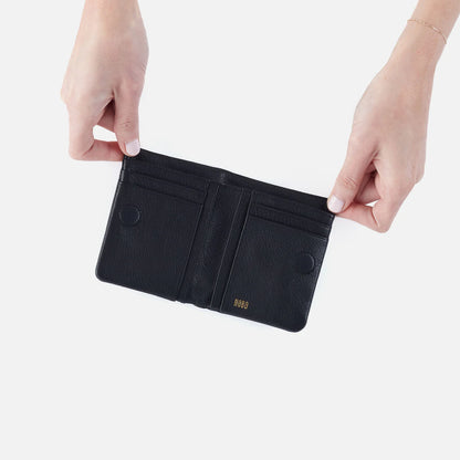HOBO Lumen Mini Wallet Black Pebbled Leather