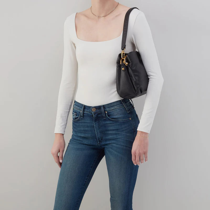 HOBO Starr Convertible Shoulder Bag Black Pebbled Leather