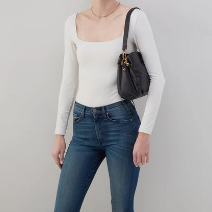 HOBO Starr Convertible Shoulder Bag Black Pebbled Leather