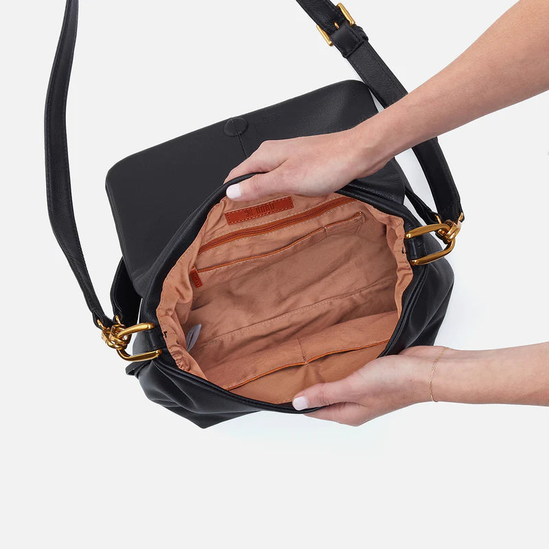 HOBO Harley Convertible Shoulder in Pebbled Black Leather