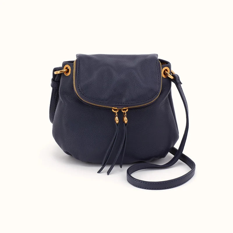 HOBO Fern Zip-Flap Crossbody Ink Navy Pebbled Leather